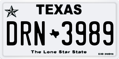 TX license plate DRN3989