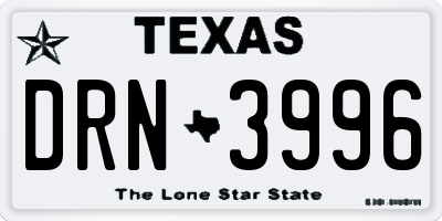 TX license plate DRN3996