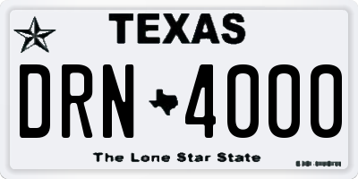 TX license plate DRN4000