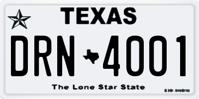 TX license plate DRN4001