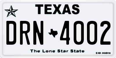 TX license plate DRN4002