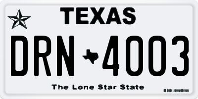 TX license plate DRN4003