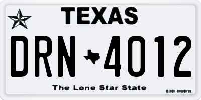 TX license plate DRN4012