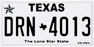 TX license plate DRN4013
