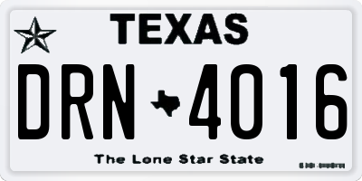 TX license plate DRN4016