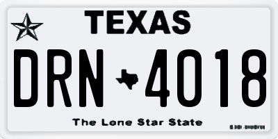TX license plate DRN4018