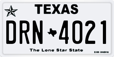 TX license plate DRN4021