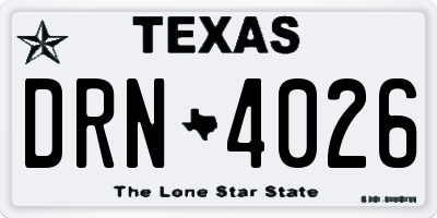 TX license plate DRN4026