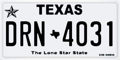 TX license plate DRN4031