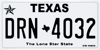 TX license plate DRN4032