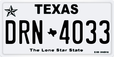 TX license plate DRN4033