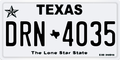 TX license plate DRN4035