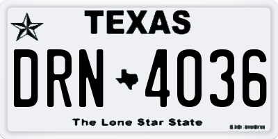 TX license plate DRN4036