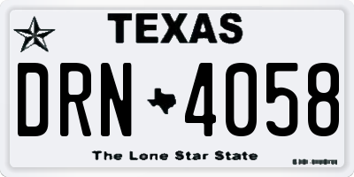 TX license plate DRN4058