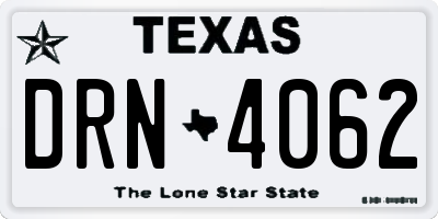 TX license plate DRN4062