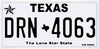 TX license plate DRN4063