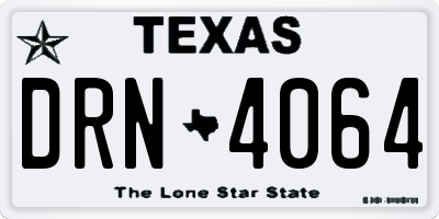 TX license plate DRN4064