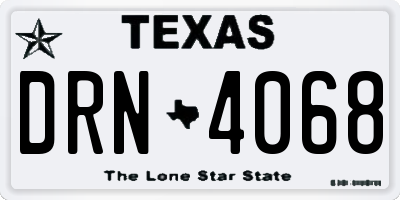 TX license plate DRN4068