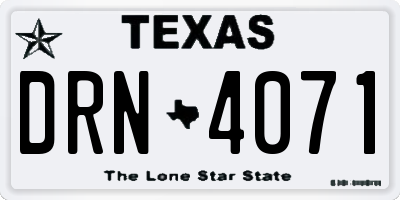 TX license plate DRN4071