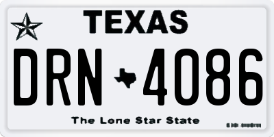 TX license plate DRN4086