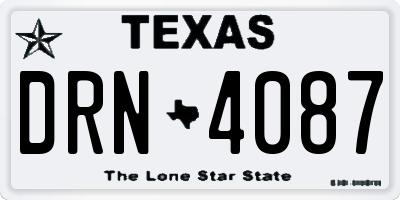 TX license plate DRN4087