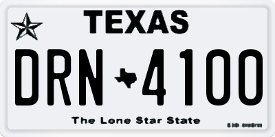 TX license plate DRN4100