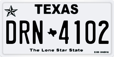 TX license plate DRN4102