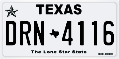TX license plate DRN4116