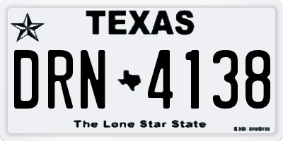 TX license plate DRN4138