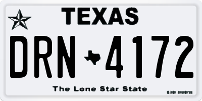 TX license plate DRN4172