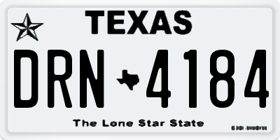 TX license plate DRN4184