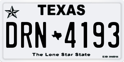 TX license plate DRN4193