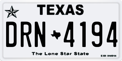 TX license plate DRN4194