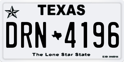TX license plate DRN4196
