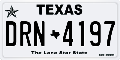 TX license plate DRN4197