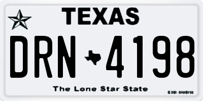 TX license plate DRN4198