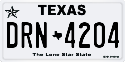 TX license plate DRN4204