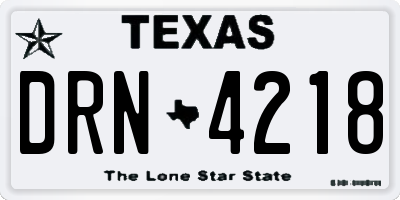 TX license plate DRN4218