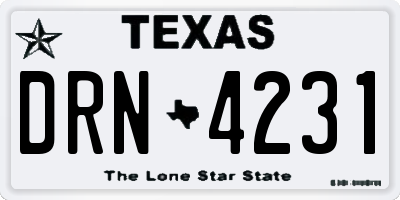 TX license plate DRN4231