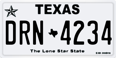 TX license plate DRN4234