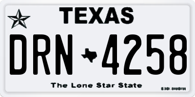 TX license plate DRN4258