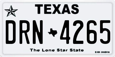 TX license plate DRN4265