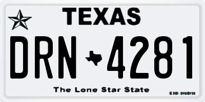 TX license plate DRN4281