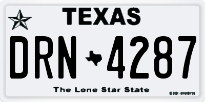 TX license plate DRN4287