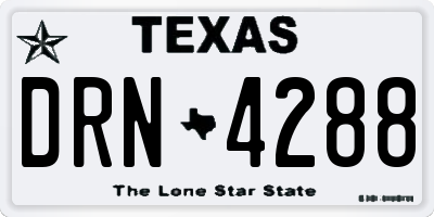 TX license plate DRN4288