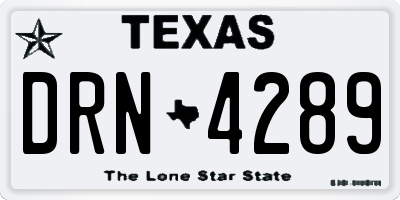 TX license plate DRN4289