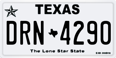 TX license plate DRN4290