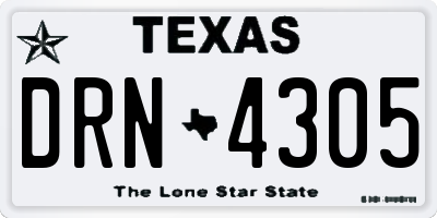 TX license plate DRN4305