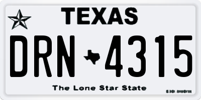 TX license plate DRN4315