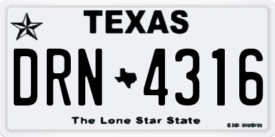 TX license plate DRN4316